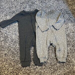 Cloud Island Charcoal and Light Gray Kids Footies